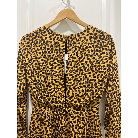 & Other Stories Leopard Print Long Sleeve Mini Dress Sz 2 - Picture 5 of 9
